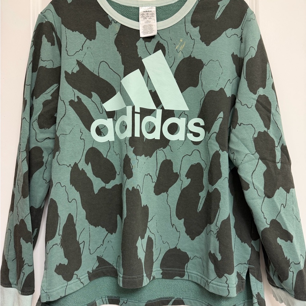 Adidas Green and Black Camo Hoodie